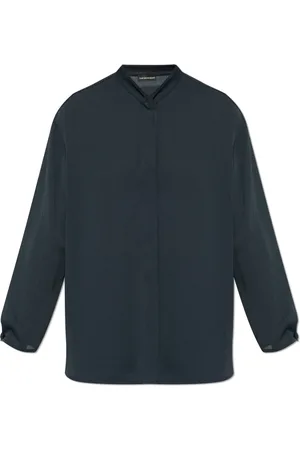 Emporio Armani Bluzki, Kobieta, Szary, XL, Poliester, Koszula z Rozcięciami po Bokach