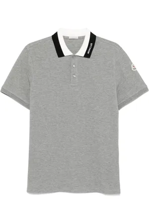 Moncler Koszulki, Mężczyzna, Szary, S, Bawełna, Koszulka Polo z Markowym Kołnierzykiem