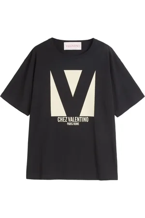 VALENTINO GARAVANI Koszulki, Kobieta, Czarny, M, Len, Chez Valentino T-Shirt