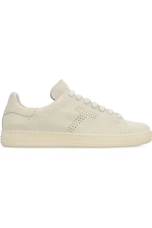 Tom Ford Buty, Mężczyzna, Biały, 42 EU, Zamsz, Zamszowe sneakersy z okrągłym noskiem