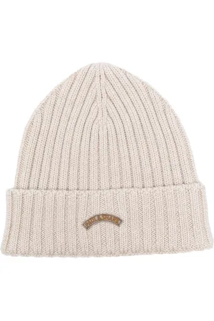 Paul & Shark Akcesoria, Mężczyzna, Beżowy, ONE SIZE, Wełna, Prążkowana wełniana czapka beanie