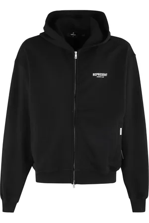 Represent Bluzy, Mężczyzna, Czarny, M, Club Zip Hoodie Czarny Długi Rękaw