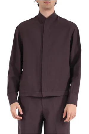 COSTUMEIN Koszule, Mężczyzna, Fioletowy, M, Coreana Overshirt z Ukrytymi Guzikami