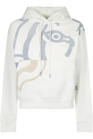 Kenzo Bluzy, Kobieta, Biały, S, Bawełna, Bluza z kapturem o luźnym kroju