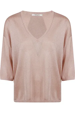 KANGRA CASHMERE Swetry, Kobieta, Różowy, L, Sweter z metalicznym włóknem w proszku
