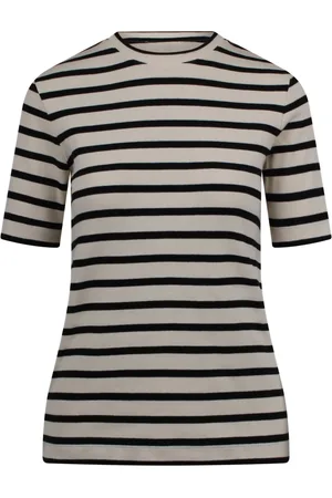 Jil Sander Swetry, Kobieta, Wielobarwność, M, Bawełna, Pasiasta dzianinowa koszulka z logo