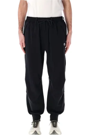 Y-3 Spodnie, Mężczyzna, Czarny, L, Nylon, Spodnie dresowe z mankietami i 3 paskami