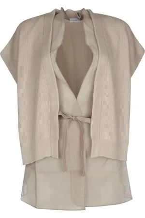 Brunello Cucinelli Swetry, Kobieta, Beżowy, S, Stylowy Sweter Rozpinany