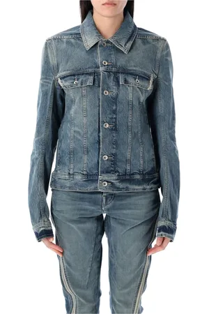 Rick Owens Kurtki, Kobieta, Niebieski, S, Denim, Indigo Trucker Kurtka Stylowa Wielofunkcyjna Warstwowa
