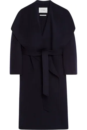 Ivy & Oak Płaszcze, Kobieta, Niebieski, S, Wełna, Minimalistyczny wełniany płaszcz z klapami