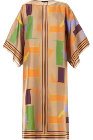 Carolina Herrera Sukienki, Kobieta, Wielobarwność, S, Oversize Jedwabna Sukienka Puzzle