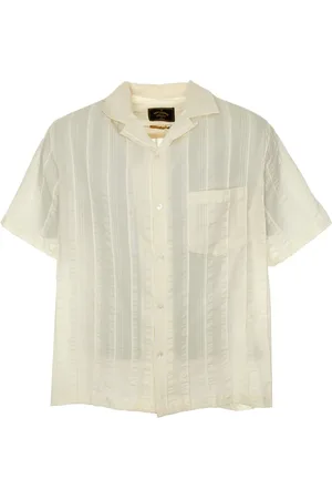 Portuguese Flannel Koszule, Mężczyzna, Beżowy, M, Casual koszula z krótkim rękawem i kołnierzem z klapą