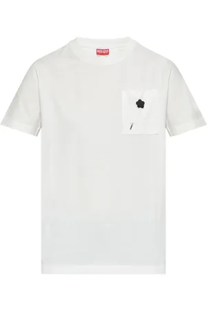Kenzo Koszulki, Kobieta, Biały, L, Bawełna, T-shirt z okrągłym dekoltem i kieszenią na piersi