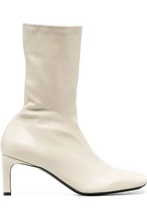 Jil Sander Buty, Kobieta, Biały, 36 EU, Kremowe Botki na Obcasie z Elastycznej Nappy