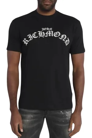 John Richmond Koszulki, Mężczyzna, Czarny, M, Bawełna, Modny T-Shirt