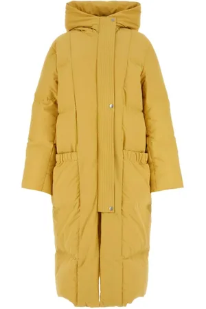 Jil Sander Płaszcze, Kobieta, Żółty, M, Poliester, Musztardowa Kurtka Puchowa