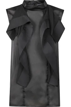 SACAI Koszulki, Kobieta, Czarny, L, Satin Chiffon Pullover Top