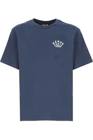 Kenzo Koszulki, Mężczyzna, Niebieski, S, Bawełna, Niebieska bawełniana koszulka z haftowanym logo