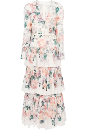 ZIMMERMANN Sukienki, Kobieta, Wielobarwność, L, Bawełna, Acacia Tiered Maxi Dress