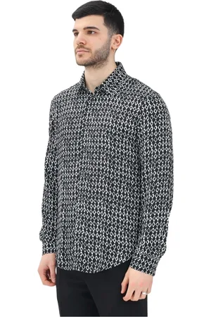 Patrizia Pepe Koszule, Mężczyzna, Wielobarwność, 2XL, Geometryczna koszula z długim rękawem dla mężczyzn