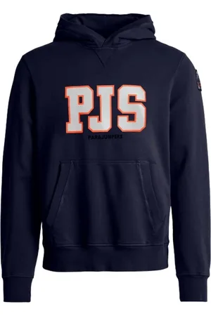 Parajumpers Bluzy, Mężczyzna, Niebieski, L, Bawełna, Bluza z kapturem i nadrukiem PJS