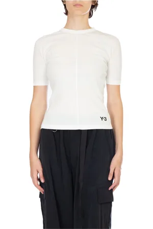Y-3 Koszulki, Kobieta, Biały, M, Bawełna, Dopasowany T-shirt z krótkim rękawem