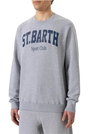 MC2 SAINT BARTH Bluzy, Mężczyzna, Szary, M, Bawełniany sweter z nadrukiem St. Barth