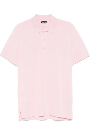 Tom Ford Koszulki, Mężczyzna, Różowy, M, Bawełna, Jasnoróżowa koszulka polo z haftowanym logo