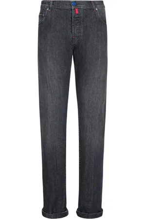 Kiton Jeansy, Mężczyzna, Szary, W32, Bawełna, Ciemnoszare spodnie o kroju slim-fit