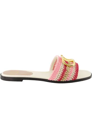 VALENTINO GARAVANI Buty, Kobieta, Różowy, 37 EU, Len, Klapki VLogo Crochet