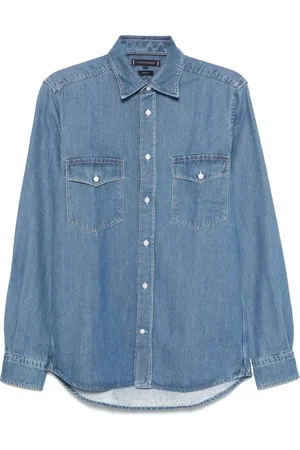 Tommy Hilfiger Koszule, Mężczyzna, Niebieski, S, Denim, Koszulka dżinsowa Indigo z kieszeniami na piersi