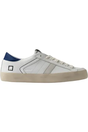 D.A.T.E. Buty, Mężczyzna, Biały, 40 EU, Nylon, Białe Niskie Sneakersy z Skóry Niebieski Obcas