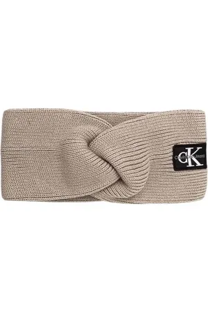 Calvin Klein Akcesoria, Kobieta, Beżowy, ONE SIZE, Opaska na głowę z naszywką