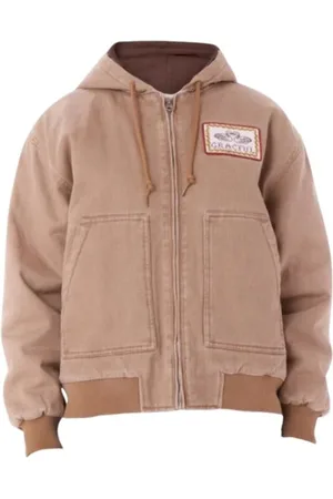 Obey Bluzy, Mężczyzna, brązowy, L, Kurtka robocza z kapturem in Beige