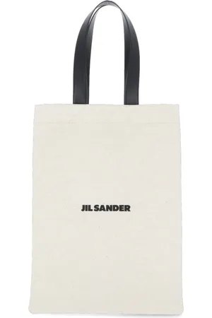 Jil Sander Torebki, Kobieta, Beżowy, ONE SIZE, Skóra, Skórzana torba na zakupy z kontrastowym logo