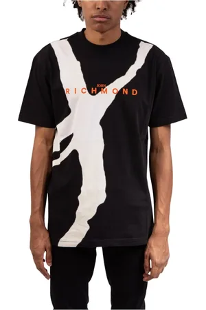John Richmond Koszulki, Mężczyzna, Czarny, S, Bawełna, T-shirt z logo