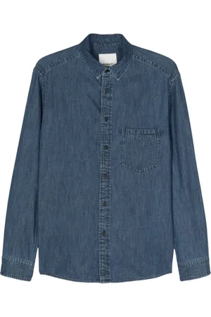 Isabel Marant Koszule, Mężczyzna, Niebieski, S, Bawełna, Niebieska koszula jeansowa z haftowanym logo