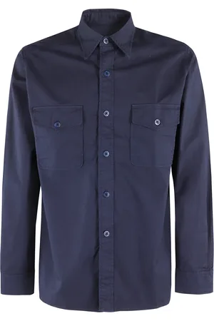 FORTELA Koszule, Mężczyzna, Niebieski, L, Indygo Bawełniany Overshirt z Kieszeniami na Przodzie