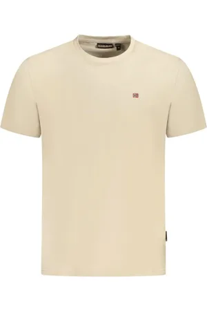 Napapijri Koszulki, Mężczyzna, Beżowy, S, Klasyczny T-shirt z krótkim rękawem do codziennej garderoby