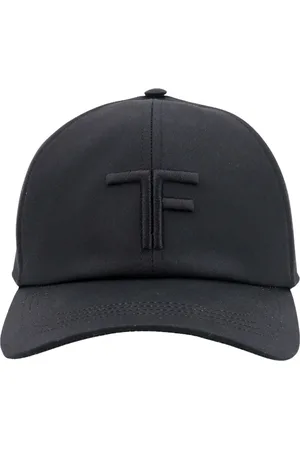 Tom Ford Akcesoria, Mężczyzna, Czarny, M, Bawełna, Czapka z płótna i gładkiej skóry