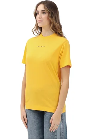 Marni Koszulki, Kobieta, Żółty, XS, Żółty T-shirt z krótkim rękawem i nadrukiem logo