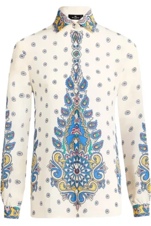 Etro Bluzki, Kobieta, Wielobarwność, L, Ivory Paisley Print Silk Shirt