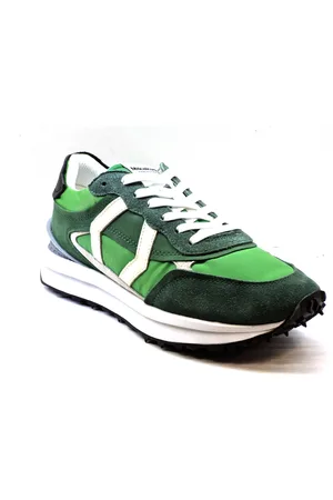 Mikakus Buty, Mężczyzna, Zielony, 45 EU, Zielone Logo Białe Buty Sportowe z Gumową Podeszwą