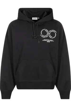 Carhartt Bluzy, Mężczyzna, Czarny, L, Bluza z Kapturem i Nadrukiem