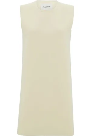 Jil Sander Sukienki, Kobieta, Biały, S, Bawełna, Sukienka Mini Bez Rękawów