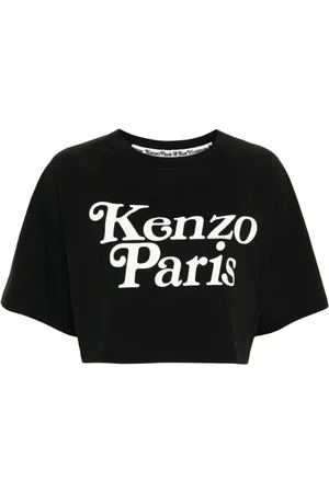 Kenzo Koszulki, Kobieta, Czarny, L, Bawełna, Boxy Cropped T-Shirt