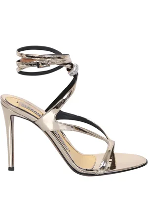 ALEXANDRE VAUTHIER Buty, Kobieta, Szary, 40 EU, Metaliczne Sandały z Kamieniem Szlachetnym