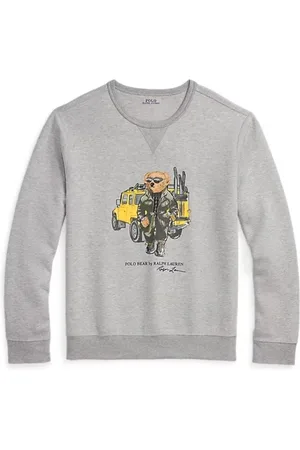 Ralph Lauren Bluzy, Mężczyzna, Szary, M, Męska koszulka Polo Bear z długim rękawem