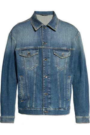 Dolce & Gabbana Kurtki, Mężczyzna, Niebieski, S, Denim, Jeansyowa kurtka