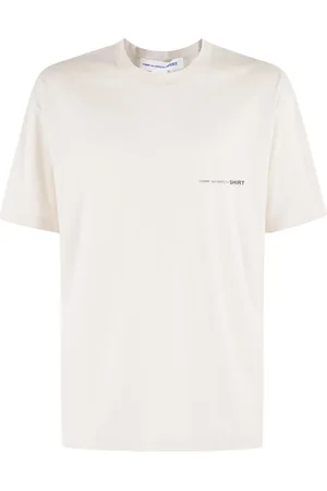 Comme des Garçons Koszulki, Mężczyzna, Beżowy, M, Koszulka z krótkim rękawem z nadrukiem logo